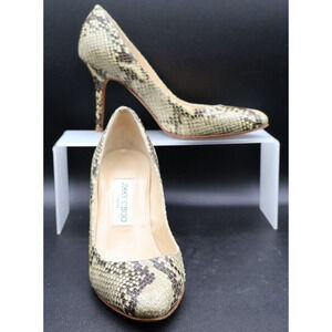 Jimmy Choo Snakeskin Pointed Toe Pumps Natural Python Stiletto Heels Size 36.5